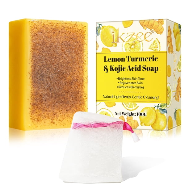Jabón de manos Jabón de kójico de limón Baño limpiador Limpiador Iluminador Nutre Jabón de kójico 100 g