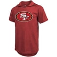 thumbnail image 2 of Men's Majestic Threads George Kittle Scarlet San Francisco 49ers Player Name & Number Tri-Blend Slim Fit Hoodie T-Shirt, 2 of 3
