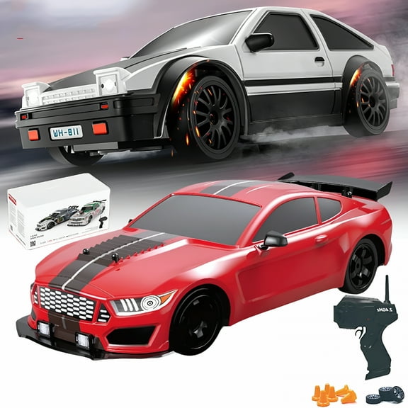 BESTSKY Rc Drift Vapor Car,1/43 Tabletop Rc Drift Car,1/16 Skid Motors Rc Drift Car,Vapor Slide Drift Rc Car,2.4GHz 4WD High Speed Rc Drift Car with Tail Spray Function (1/16red)
