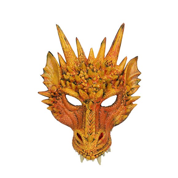 Máscara de dragón Injueey PU amarillo para cosplay