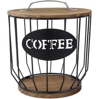 Black Metal Coffee Pod Holder Organizer - Stylish K-Cup Storage Basket For Coffee Station