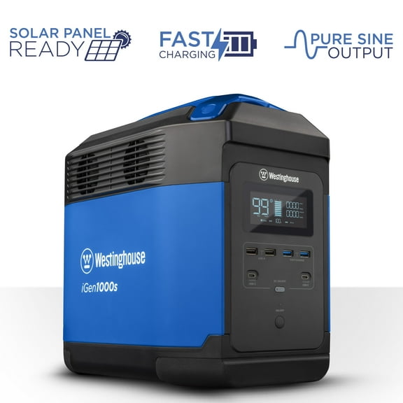 Open Box Westinghouse 1008Wh Portable Power Station Lithium-Ion Battery, 3000W Solar Generator, Pure Sine Wave