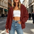 thumbnail image 6 of Josdec Women's Full Zip Fleece Thickened Sweatshirts Long Sleeve Stand Collar Lined Oversized Stitch Detail Casual Jacket with Side Pockets S-XXL, 6 of 9