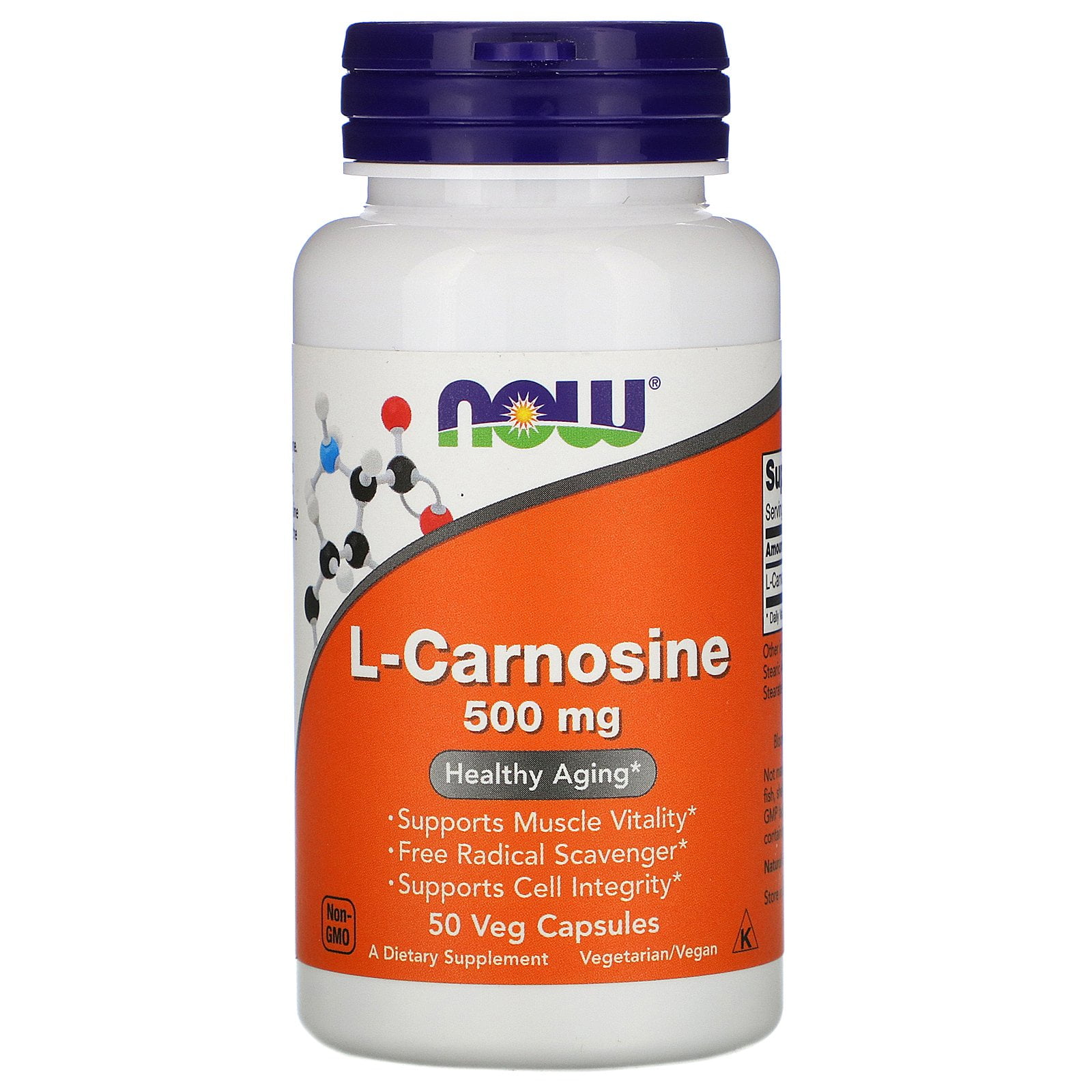 LCarnosine, 500 mg, 50 Veg Capsules, NOW Foods