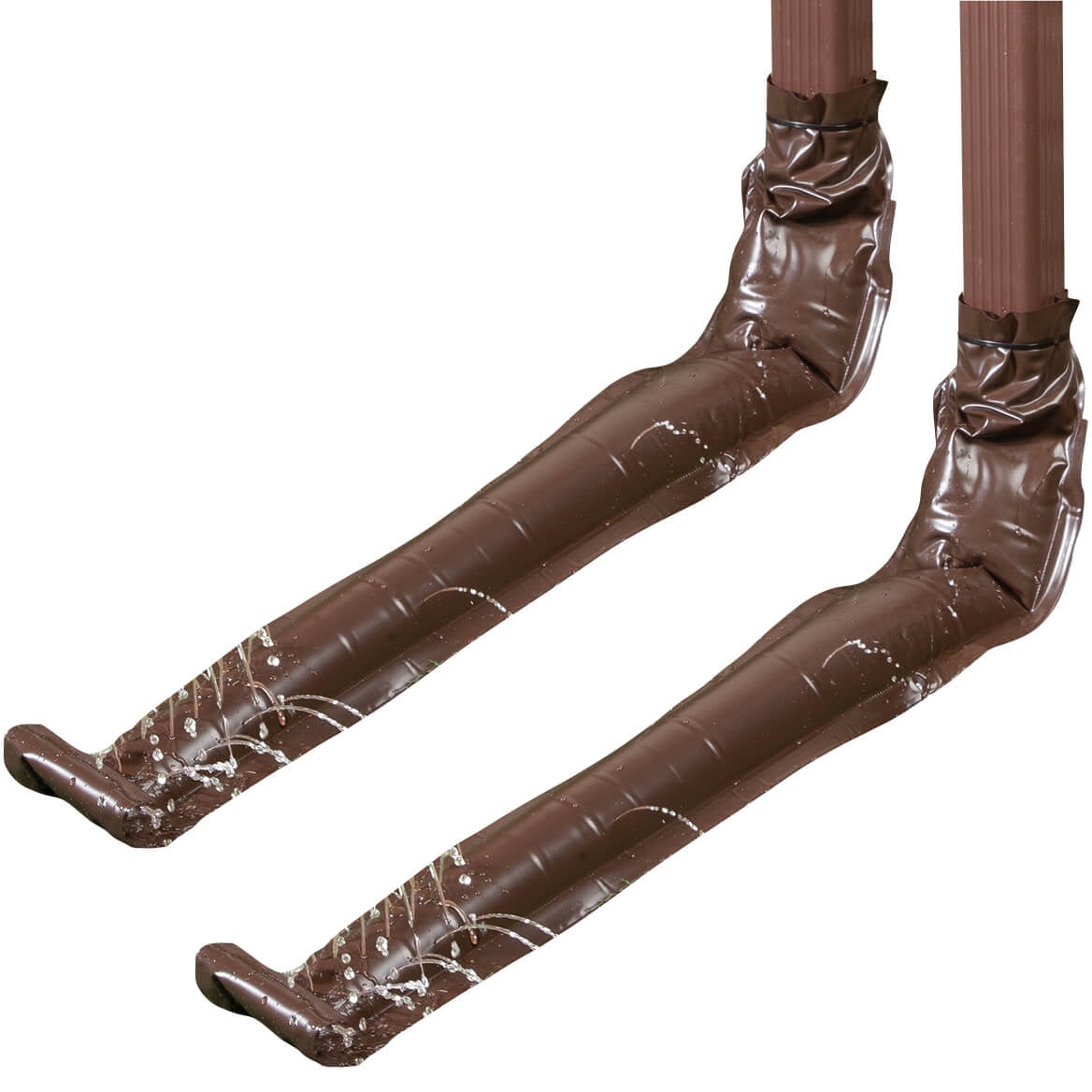 Brown Downspout Extension Set of 2 Rain Gutter Flexible, Drain