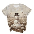 thumbnail image 6 of KICILVS Christmas Blouses for Women Snowman Graphic Short Sleeve Round Neck Top Cute Holiday Tee for Festive Events, 6 of 6