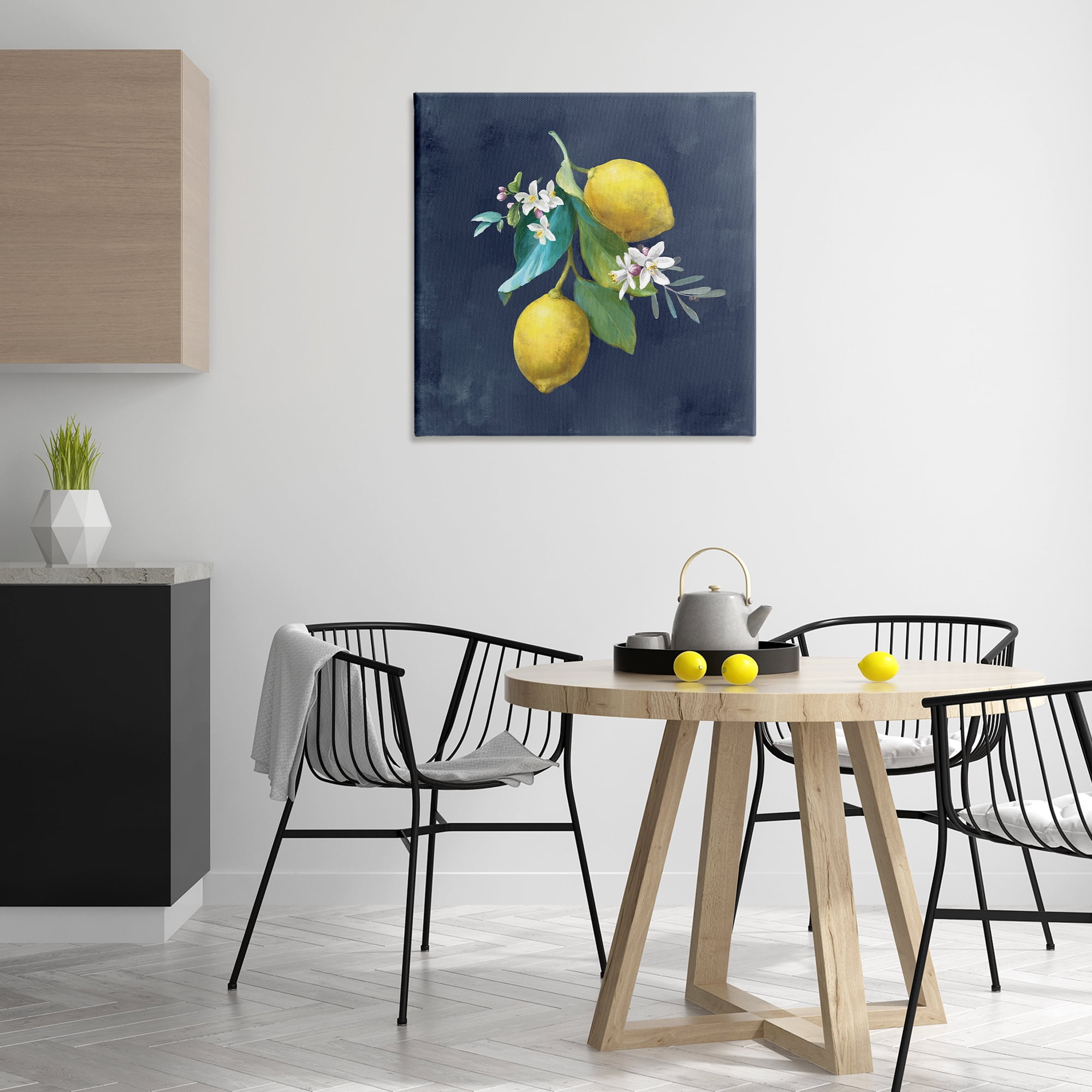 Stupell Industries Lemon Cluster on Blue Food & Beverage Painting Wrapped Canvas Art Print Wall Art, 30 x 30