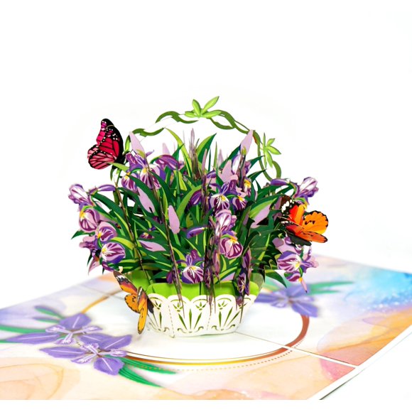 Flower Basket Pop Up Card Mothers Day, Wonder Paper Art 3D Popup Greeting Cards for Mothers Day, Spring, Fathers Day, Graduation, Birthday, Wedding, Anniversary, Thank You, Get Well, All Occasion