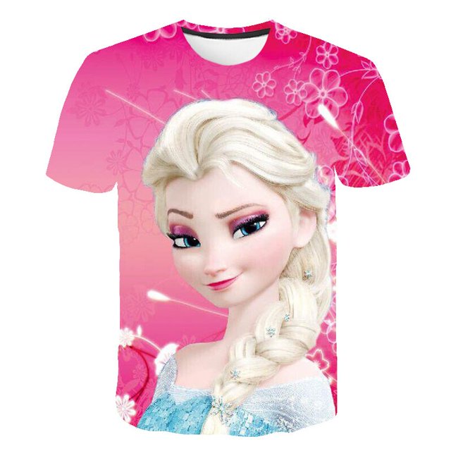 Camisetas Kawaii para niñas, bonita camiseta con estampado de dibujos animados de Anna Elsa, camiseta de moda de verano para niños, ropa para niñas, Tops de Elsa Frozen de 4 a 14 años, 8T Gao Jinjia LED
