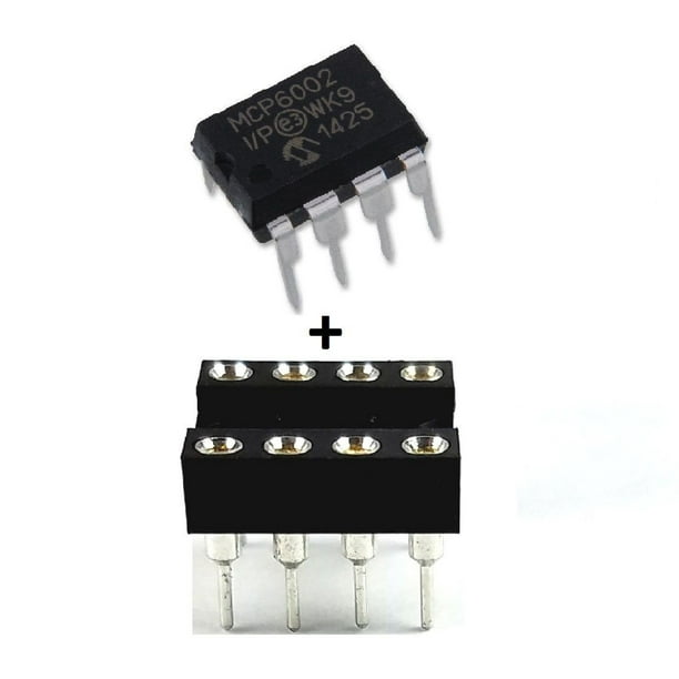 Microchip MCP6002-I/P MCP6002 + Sockets - Dual 1 MHz Op Amp DIP-8 (Pack ...