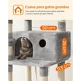 thumbnail image 4 of Feandrea Árbol para Gatos, Torre Grande para Gatos, 164 cm, con Hamaca, Condominio para Gatos, Gris Claro, 4 of 5