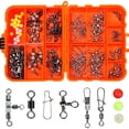 thumbnail image 2 of Kit de 141 piezas de eslabones giratorios de pesca, aparejos de pesca con broches, conector de línea enrollable Caja naranja, 2 of 7