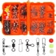 thumbnail image 2 of Kit de 141 piezas de eslabones giratorios de pesca, aparejos de pesca con broches, conector de línea enrollable Caja naranja, 2 of 7