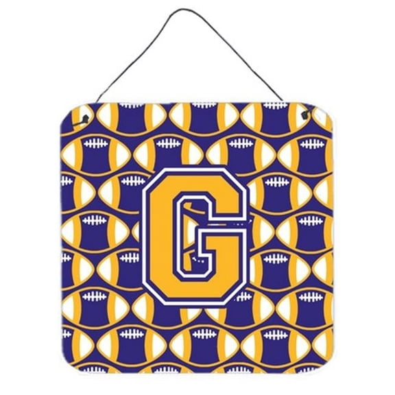 Letter G Football Purple & Gold Wall or Door Hanging Prints