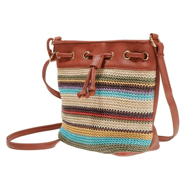 Bolsa de Pieza Bohemian Franja de con Hombro Inclinada marrón
