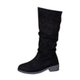 thumbnail image 2 of HAOTAGS Mid Calf Boots for Women, Spring Fall Casual Round Toe Flock Boots Black 8.5, 2 of 6