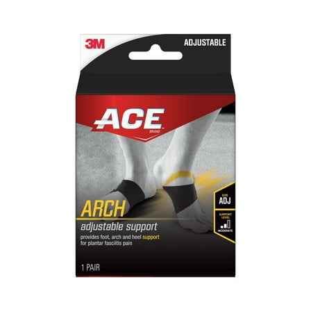 ACE Brand Therapeutic Arch Support for Plantar Fasciitis Pain, Adjustable, Black