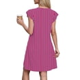 thumbnail image 6 of Blmnix Peplum Dress for Women Striped Dress Shift with Pockets Under Dresses Short Sleeve V-Neck Pink Mini Adaptable Summer Dress L, 6 of 6