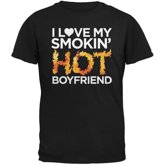 Valentine's Day Smokin Hot Boyfriend Black Adult T-Shirt - Medium