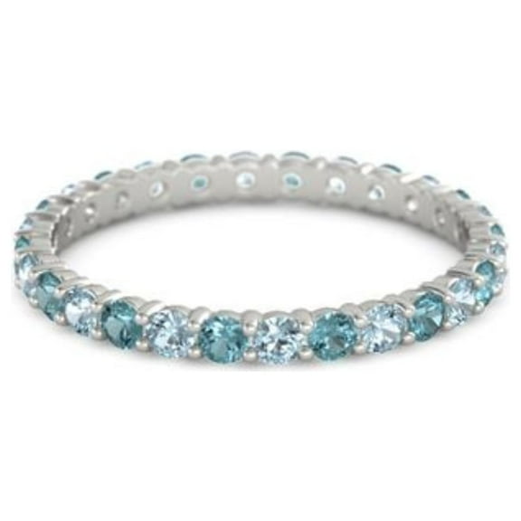 Aquamarine With London Blue Topaz Round 2.50 MM 925 Sterling Silver Women Stacking Ring