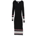 thumbnail image 1 of bar III Robe Chandail Midi en Tricot Côtelé pour Femmes, Noir, Moyen, 1 of 2
