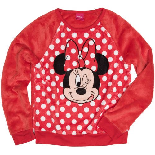 Minnie Mouse Girls' Winking Minnie Long Sleeve Crew Neck Sweatshirt