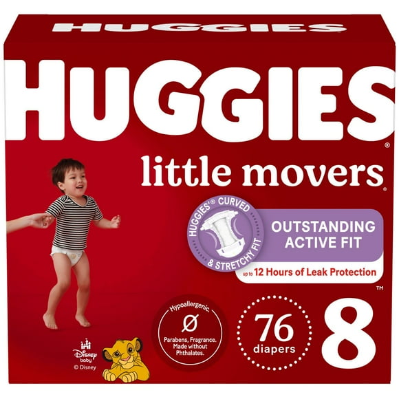 HUGGIES Little Movers Diapers, Econo Pack, Size 8, 76 Count