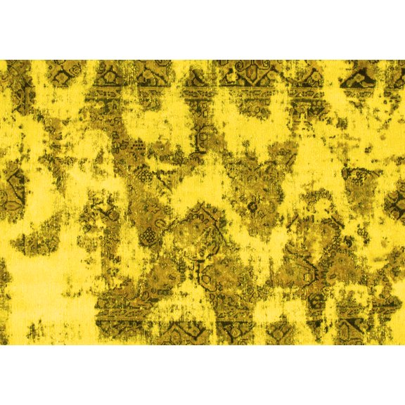Ahgly Company Indoor Rectangle Abstract Yellow Modern Area Rugs, 5' x 7'