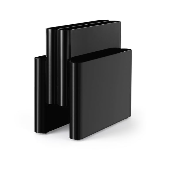 Freestanding Four Pocket Plastic Magazine Rack File Holder, Black