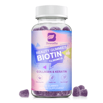 Beworths Biotin Gummies 12000mcg for Hair Growth, Skin & Nails,  with Biotin, Collagen, Chlorophyll, Zinc and Vitamin Complex,60 Count