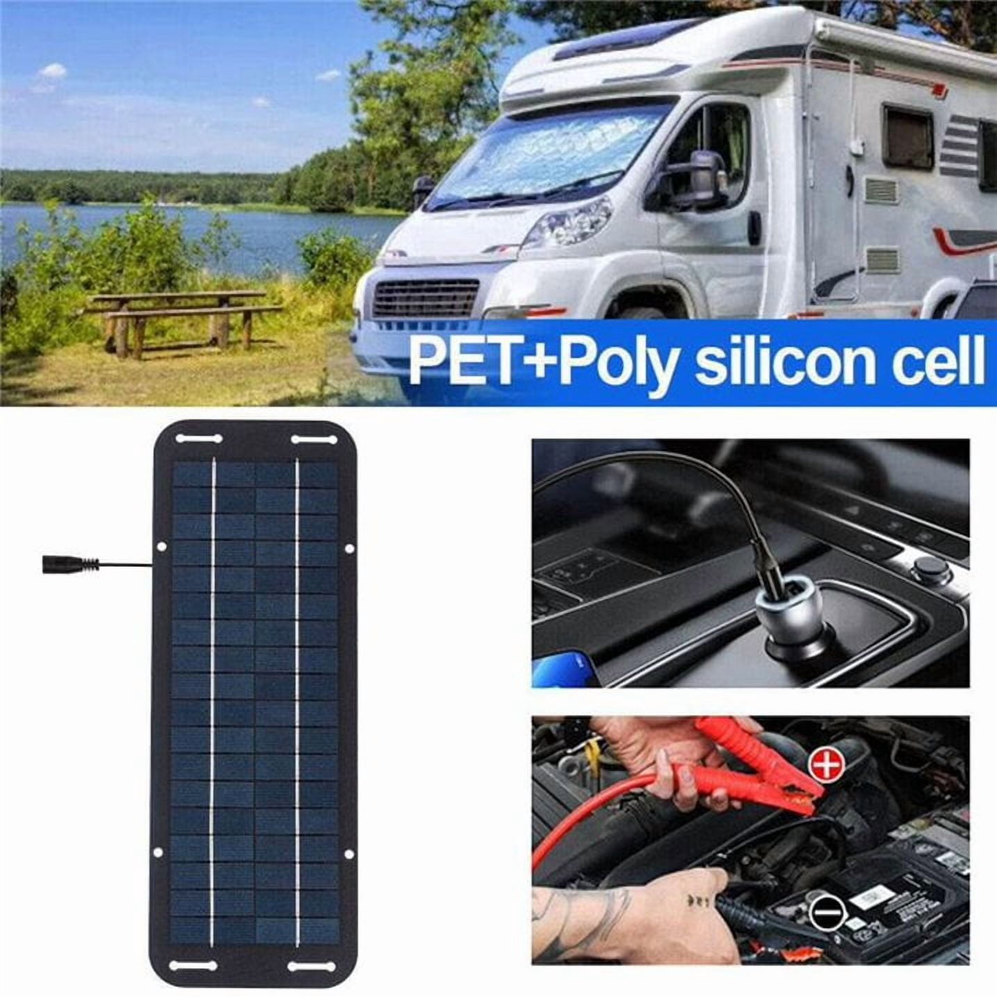 Knadgbft Portable 12V/30W Solar Panel Battery Charger Maintainer, silicon Black, 7 Count