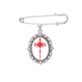 thumbnail image 1 of Red China Knot Safety Pattern Brooch Pin Dress Shirt Shawl Clips, 1 of 3