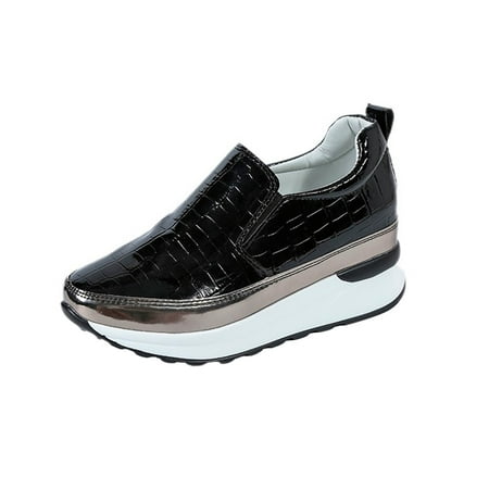 

MIASHUI Womens Casual Shoes Women s Fashion Casual Platform Wedges Slip On Loafers Shoes High Heels Sneakers
