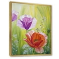 thumbnail image 3 of Designart 'Poppies In The Morning In Wild Green' Traditional Framed Canvas Wall Art Print, 3 of 5