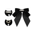 thumbnail image 3 of INSPIRE CHIC Women's Velvet Bow Brooch Solid Color with Rhinestone Decor Black, 3 of 5