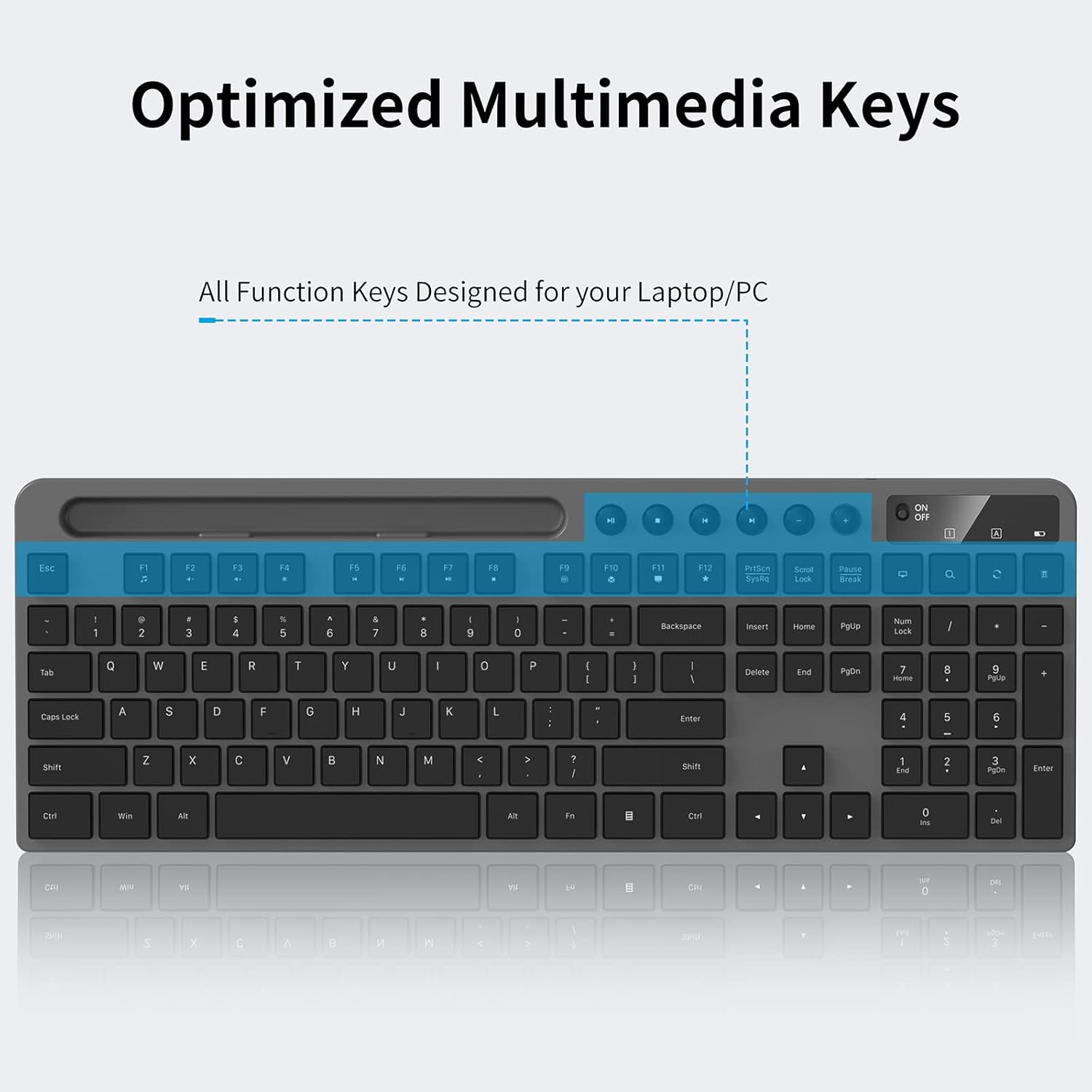 Marvo 2.4G Wireless Keyboard and Mouse Combo, Low Profile, Fluid Precise, Quiet, Tablet Holder,Gray