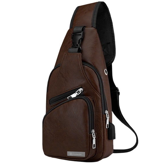 Mochila Cruzada de Cuero (Café) Bluelander Mochila Cruzada de Cuero