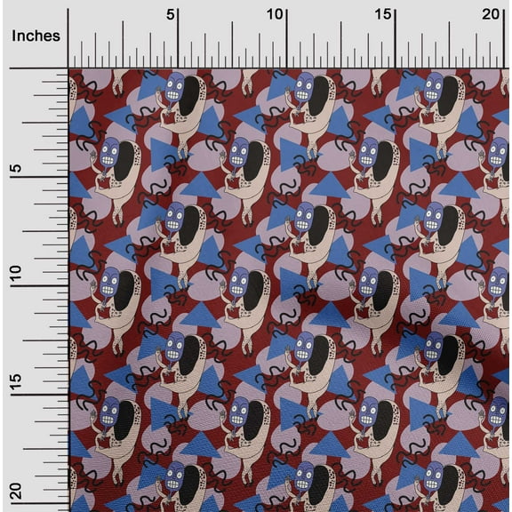 oneOone Cotton Jersey Dark Red Fabric Dot|Triangle & Monster Cartoon Sewing Craft Projects Fabric Prints By Yard 58 Inch Wide