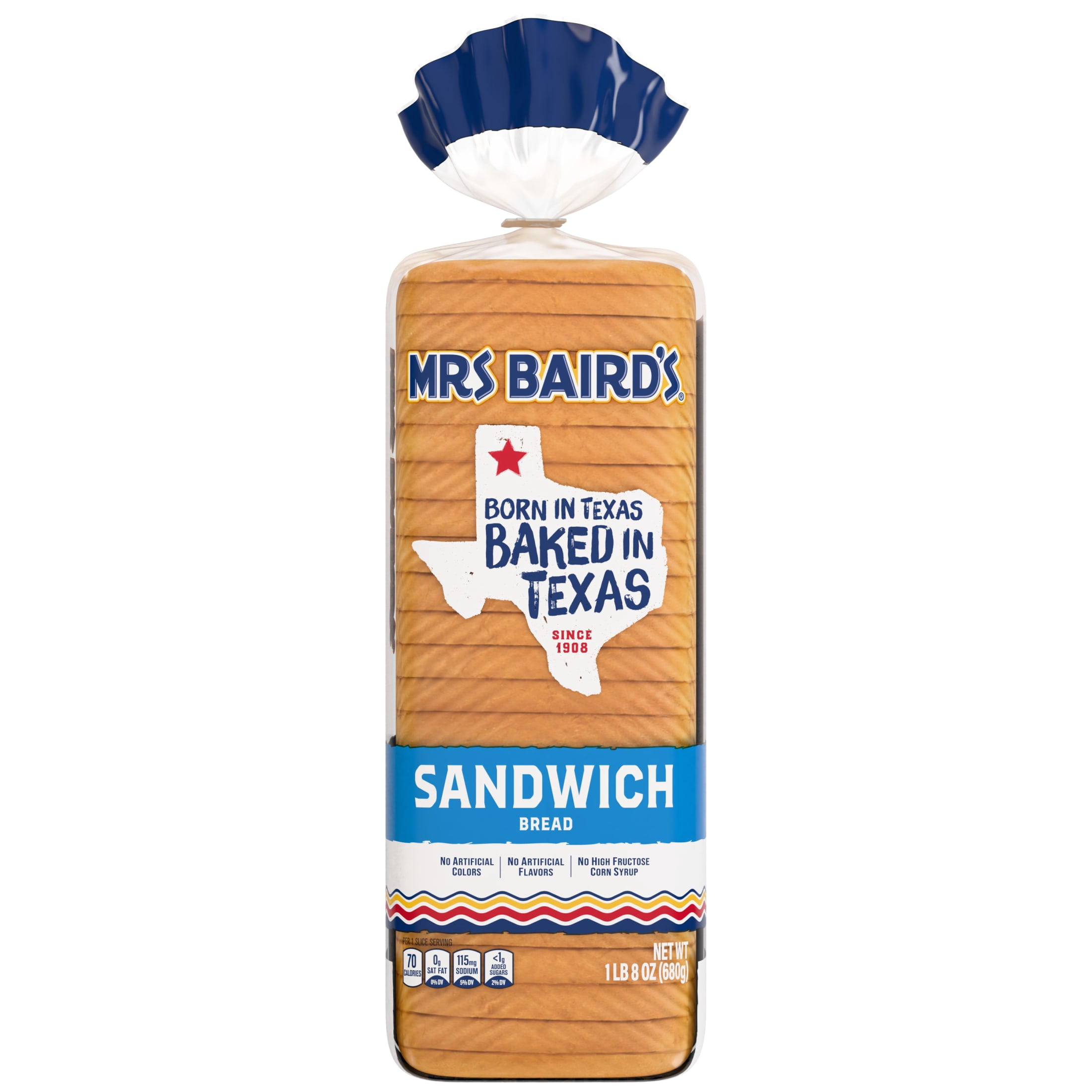 Mrs Baird's Sandwich Bread, 24 oz, White White Bread, Bag