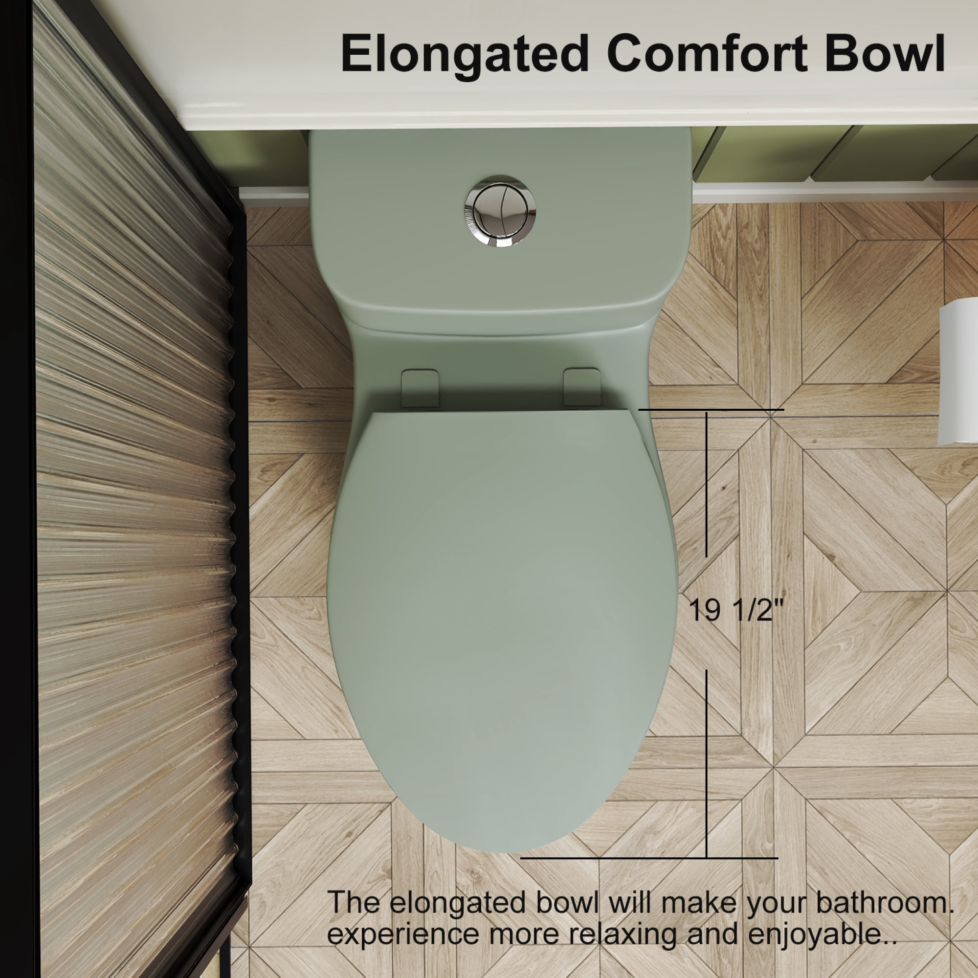 One-Piece Toilet,Powerful & Quiet Dual Flush Modern Toilet with Comfort Chair Seat,1.1/1.6 GPF,Green