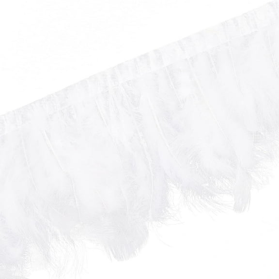 Rooster Hackle Feather Trim Fringe for DIY Sewing Crafts Costumes Decoration White 6-1/4 inch(16cm) about 2m/bag