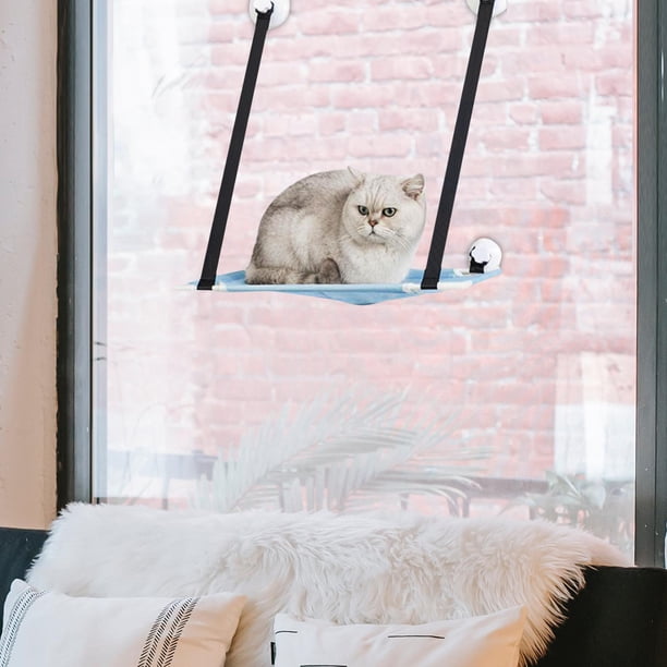 Hamaca Colgante Para Gatos - Con 4 Ventosas, Plegable, Soporta Hasta 15 Kg, Madera Y Lino