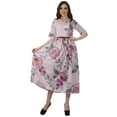 thumbnail image 1 of Moomaya Robe Midi à Encolure Dégagée, Robe Plissée pour Femmes, Robes Évasées Évasées Ligne A, 1 of 4