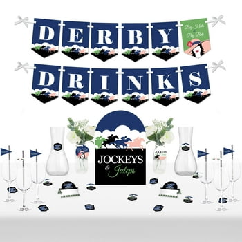 Big Dot of Happiness Kentucky Horse Derby DIY Horse Race Party Signs Drink Bar Decorations Kit 50 Pc