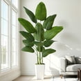 thumbnail image 4 of 7ft Artificial Bird of Paradise Plant, Synthetic Banana Leaf Tree with Textured Wavy White Pot for Home Decor, Perfect Silk Floor Plant, 4 of 7
