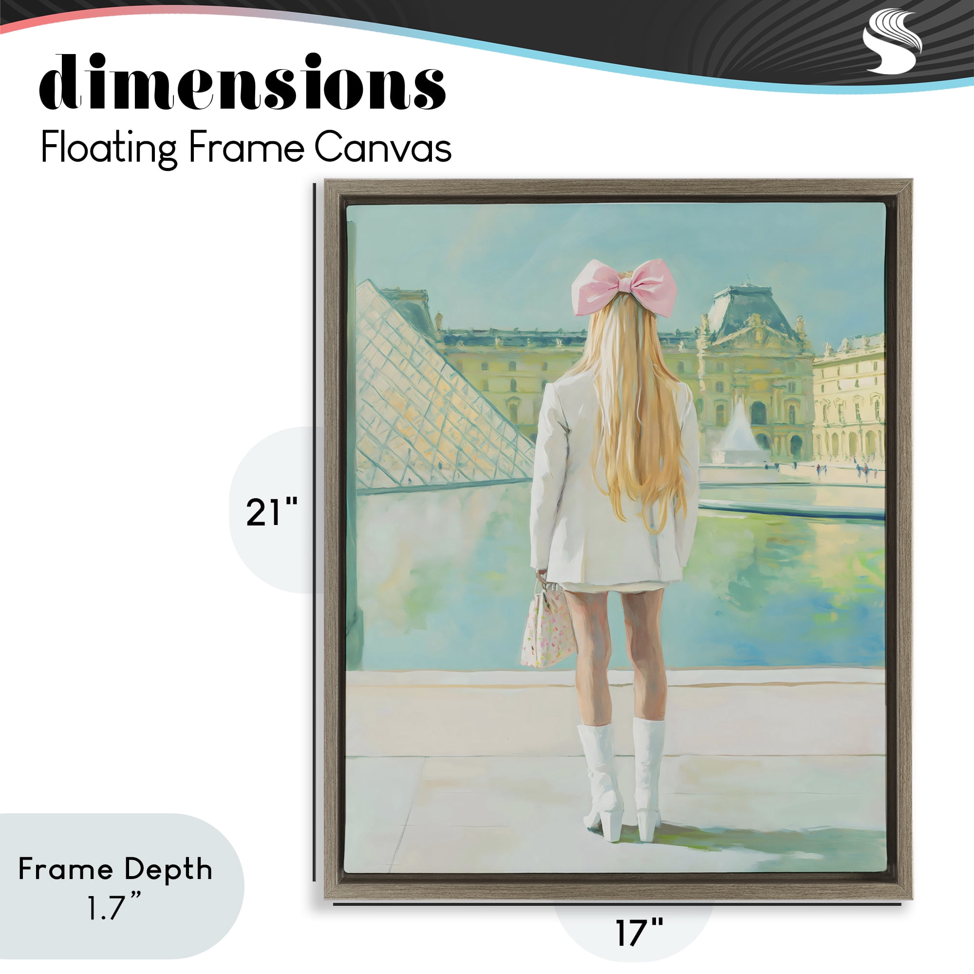 Stupell Industries Girl In Paris Observing Brown Framed Floater Canvas Wall Art, design by The Prints Vibe