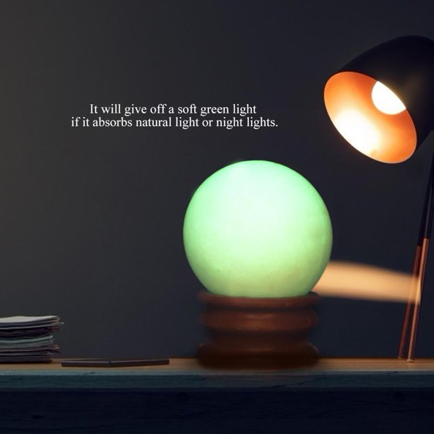 OTVIAP Glowing Stone Green Luminous Crystal Ball Sphere With Base