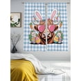thumbnail image 3 of Easter Sheer Curtains 72 Inch Length 2 Panels for Living Room, Spring Bunny Cow Carrots Colorful Egg Blue Plaid Voile Kitchen Curtain Set, Luxury Privacy Drapes Window Treatment for Bedroom, 3 of 7