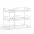 thumbnail image 7 of Twin Over Twin Over Twin Triple Bunk Bed Frame, Heavy Duty Detachable Bunk Beds for 3, Metal 3 Bunk Beds with 2 Ladder & Guardrail for Teens Adults (White）, 7 of 7