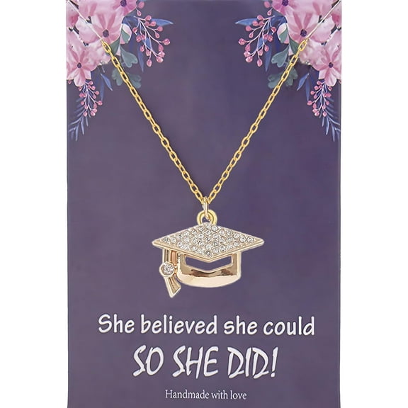 Dainty Graduation Cap Necklace for Her,Personalized Graduation Gifts for Her,Graduation Necklace with Graduation Card for High School/College/8th Grade/Masters Degree/Nurse/5th Grade,Class of 2025
